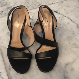NWT Gianvito Rossi black leather wedge sandal